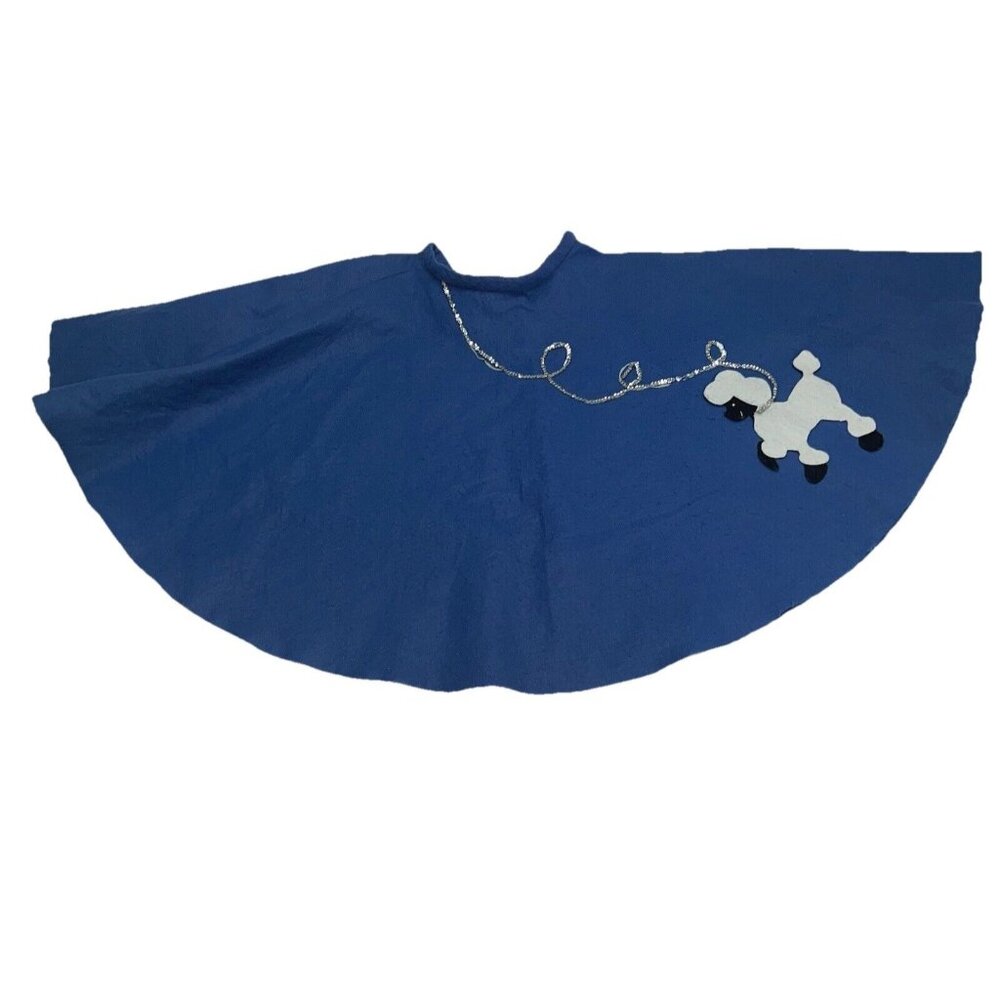 50s Poodle Skirt Halloween Costume Girls W 24" L 23" Blue Felt Handmade Sock Hop